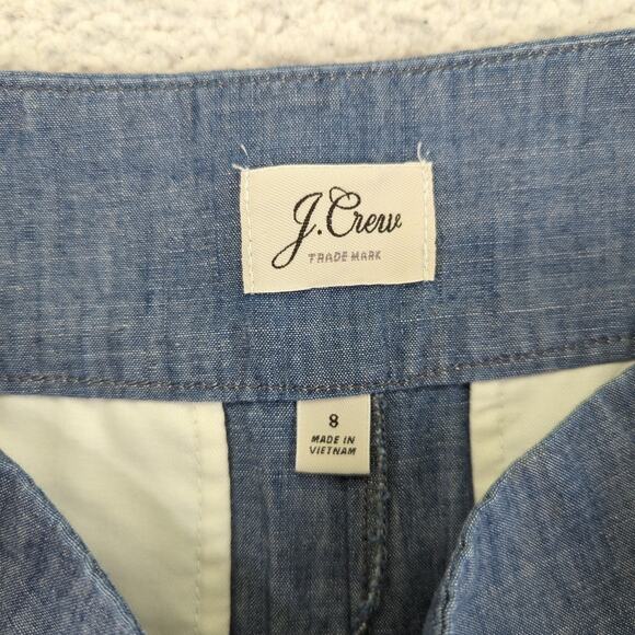 J.Crew Tie Waist Short Chambray G5309 High-rise Pleated Women's 8 100% Cotton - Picture 3 of 5